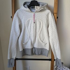 lululemon athletica Women's White and Gray Polka Dot Hoodie